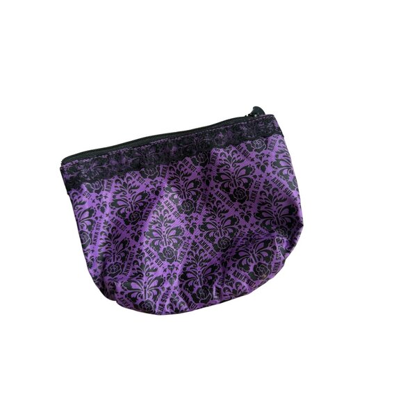 ANNA SUI Purple Black Patterned Makeup Travel Cosmetic Bag NEW NWOT - Picture 5 of 6